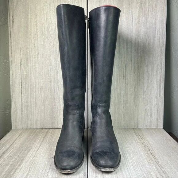 Frye Carly Melisa Pipping Leather Side Zip Tall Knee Riding Boot Women’s Size 6 - Picture 5 of 10